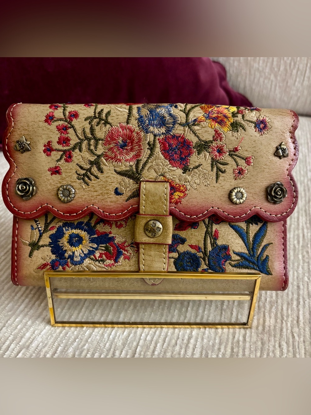 Patricia Nash Colli Leather Wallet Prairie Rose Embroidery